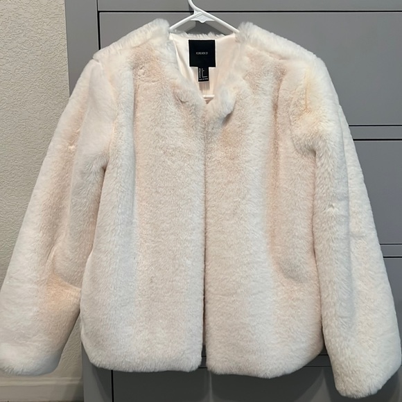 White/Cream Faux Fur Jacket - Picture 1 of 4